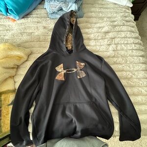 Under Armour Black Hoodie with Camo-Lined Hood